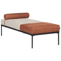 ČALOUNĚNÉ LEHÁTKO CHAISE LONGUE Umělý len Zlatohnědé Malmos - černá/zlatá, textil (172/47/73cm) - Beliani
