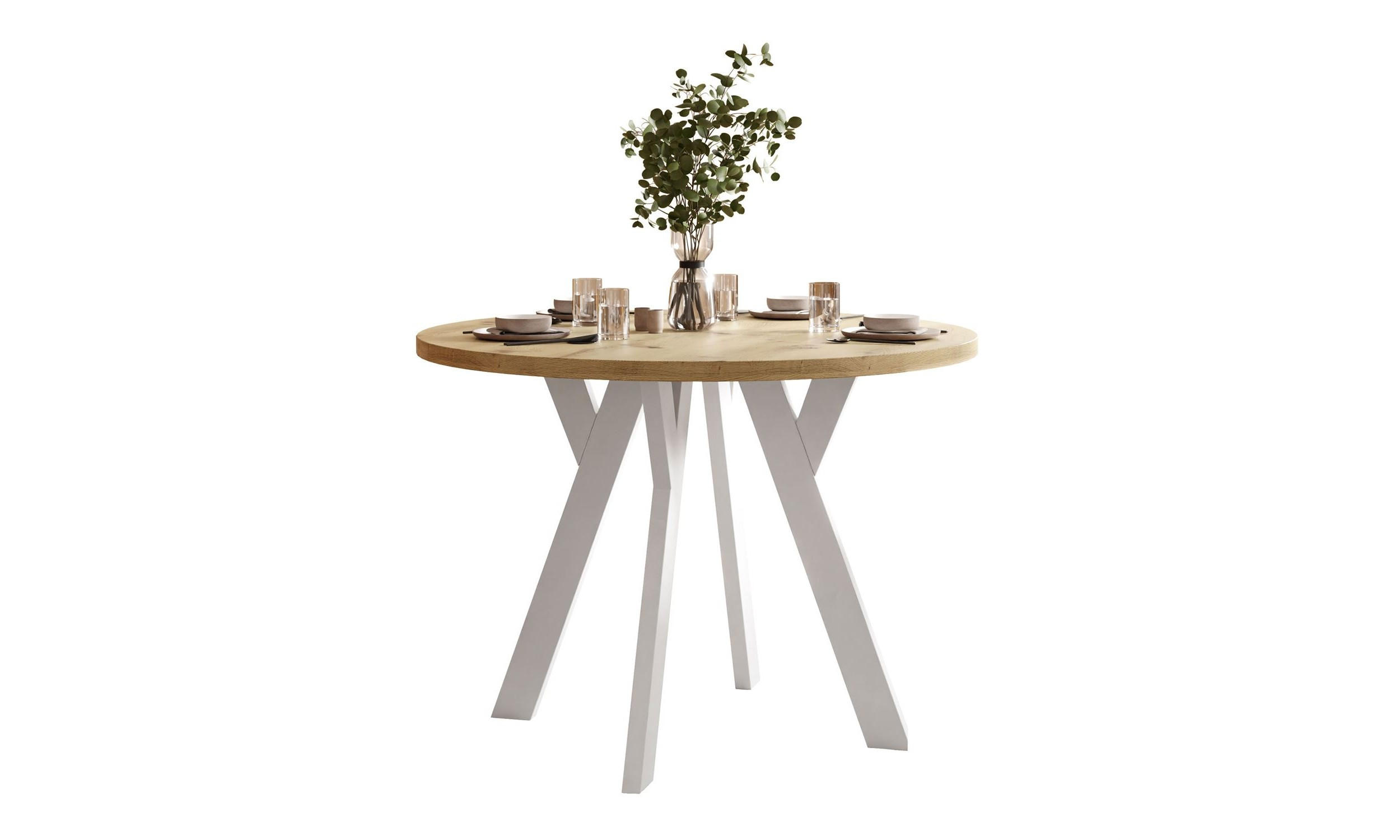 ESSTISCH VOLTA LOFT 100/100/72,5 cm Tischplatte: Artisan Eiche; Gestell: Weiß - Weiß/Eiche Artisan, Holzwerkstoff/Metall (100/100/72.5cm) - Lookway