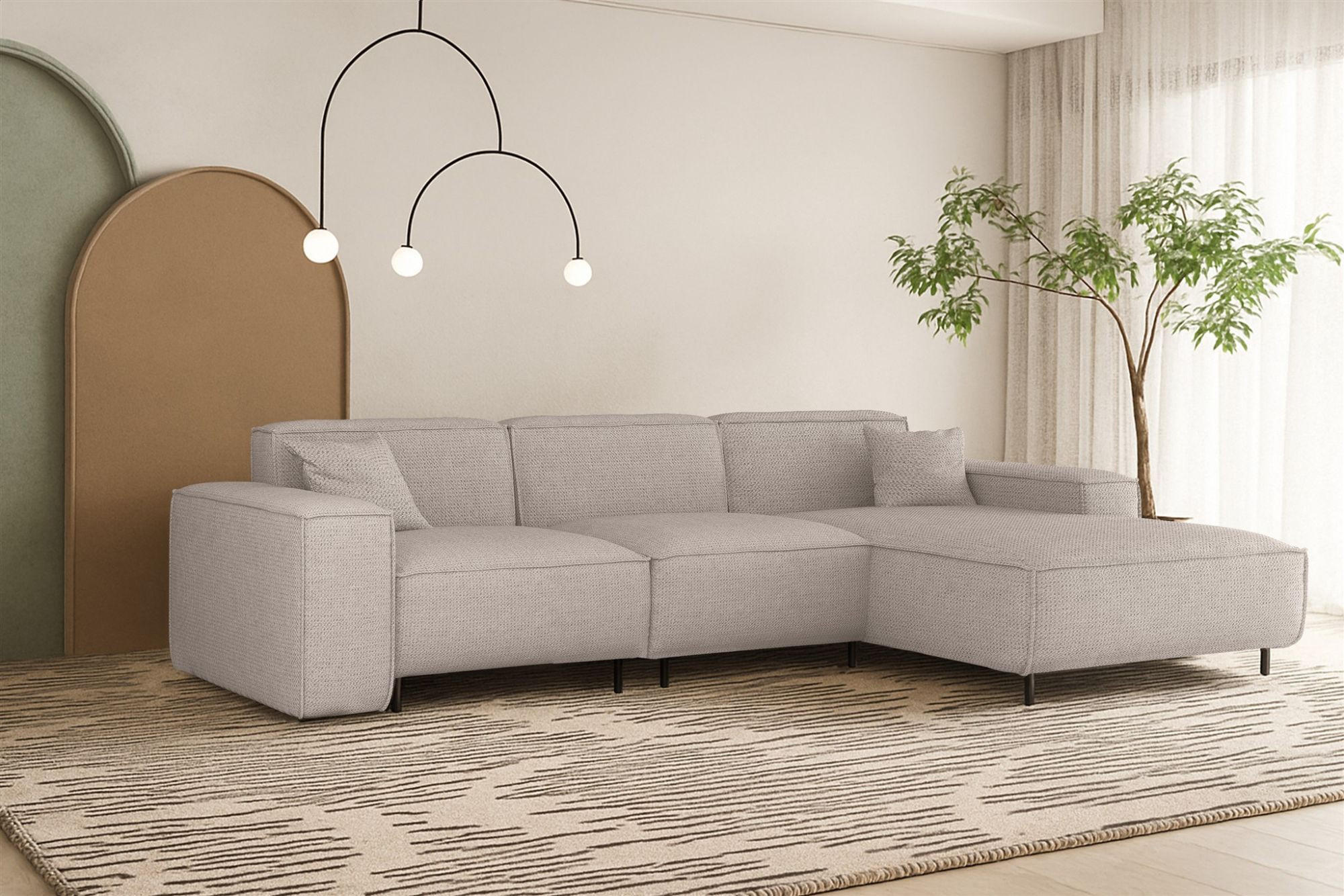 ECKSOFA Gloria In Artico - Creme, Holzwerkstoff/Textil (266/165cm) - Fun Möbel
