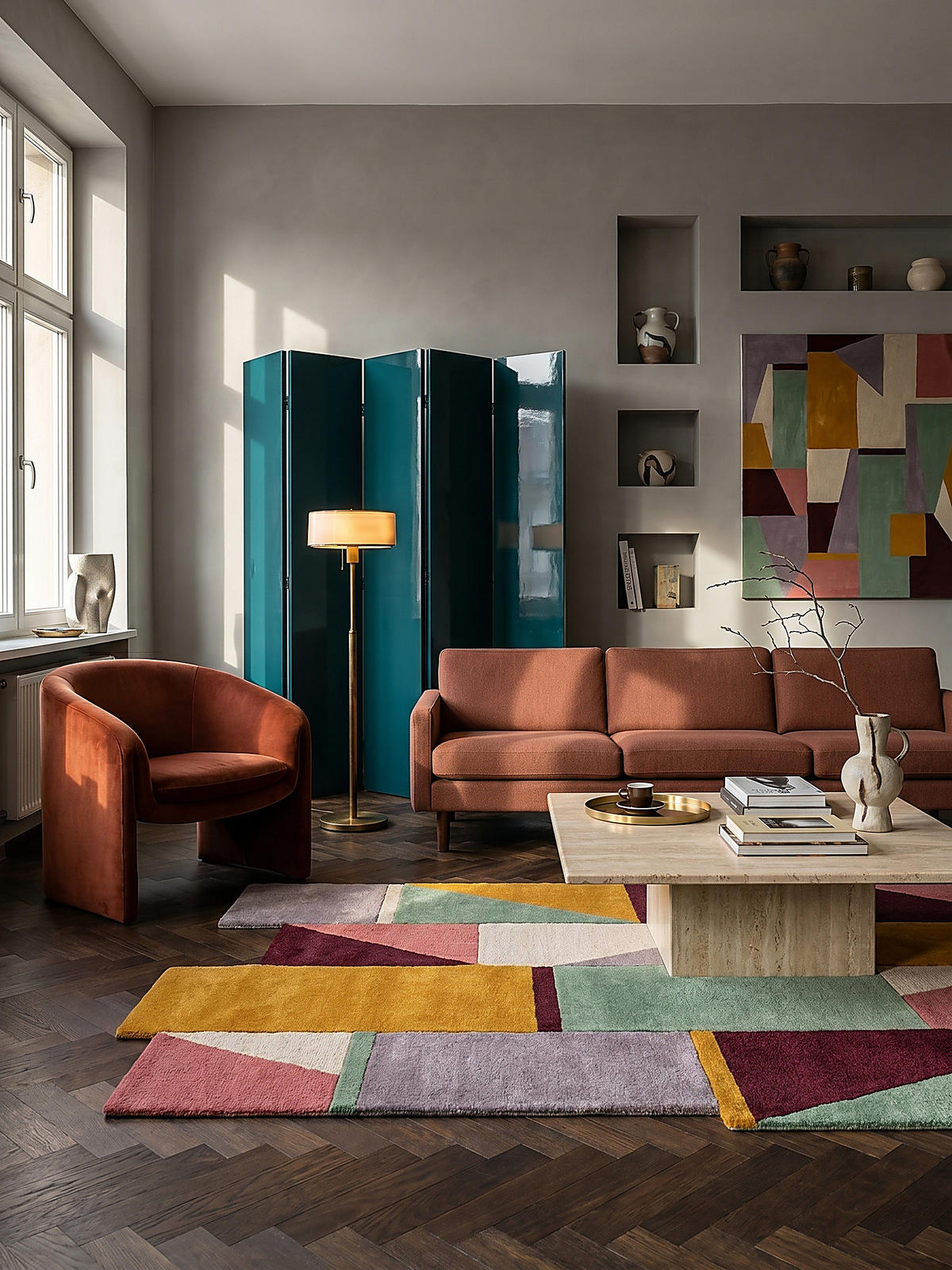 WOLLTEPPICH HALLEIN, abstrakt, Pastell, 200 x 290 cm - Multicolor, Textil (200/290cm) - KADIMA DESIGN