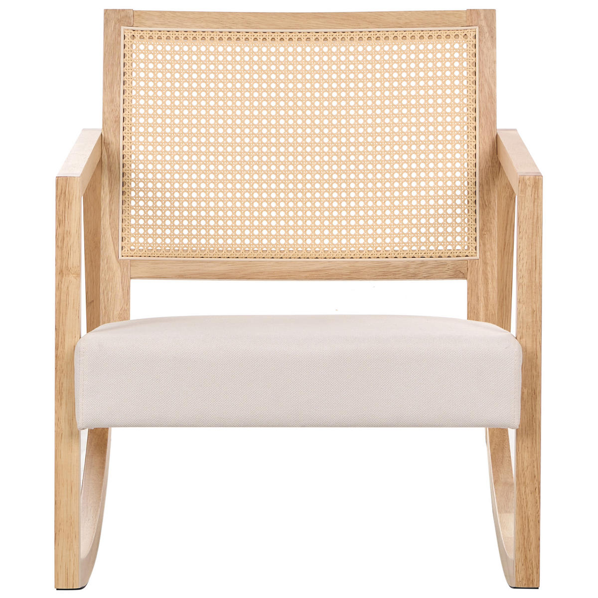 HOUPACÍ KŘESLO Dřevo Světle hnědé/Světle béžové Leidy - hnědá/béžová, textil (66/75/76cm) - Beliani