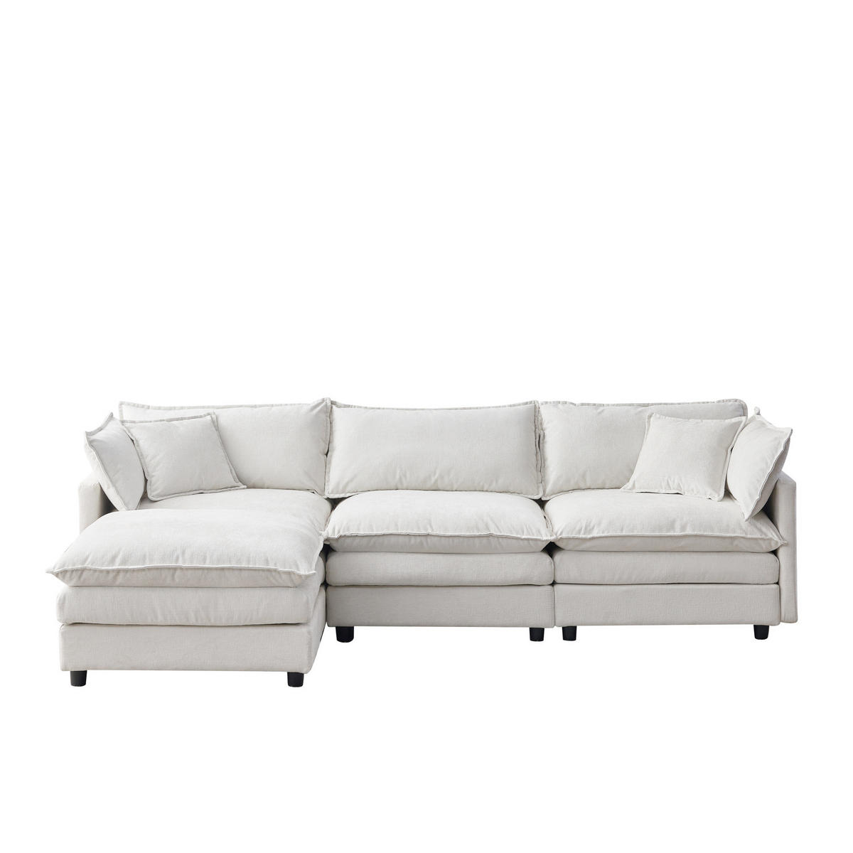 ECKSOFA 272/131/85 cm aus Chenille mit modularem Hocker Beige - Beige, Textil (154/267cm) - Modenvie