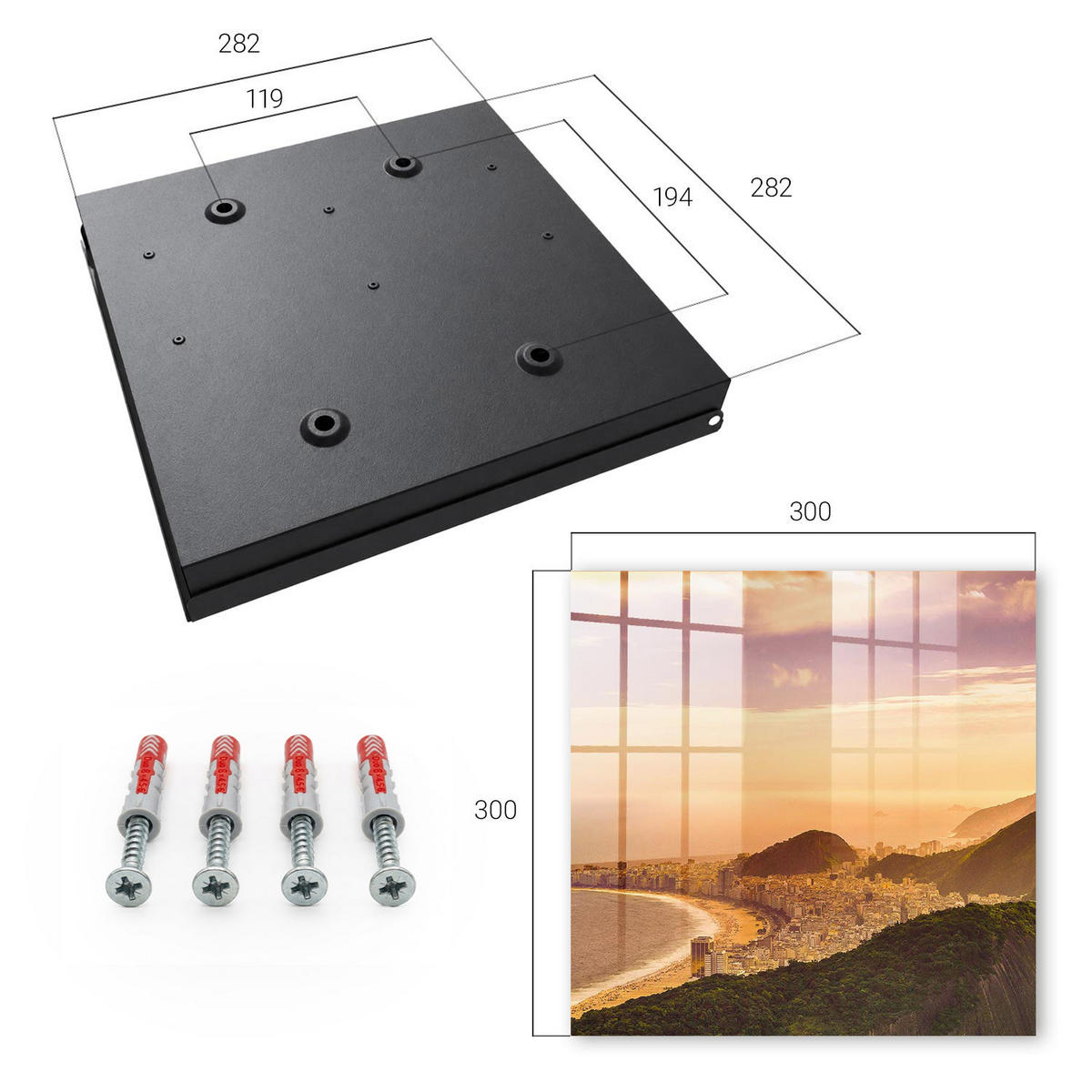 SCHLÜSSELBOX Schwarz 30x30 cm- Türöffnung nach rechts - Urbane Harmonie - Orange, Metall (30/30/5cm) - TULUP