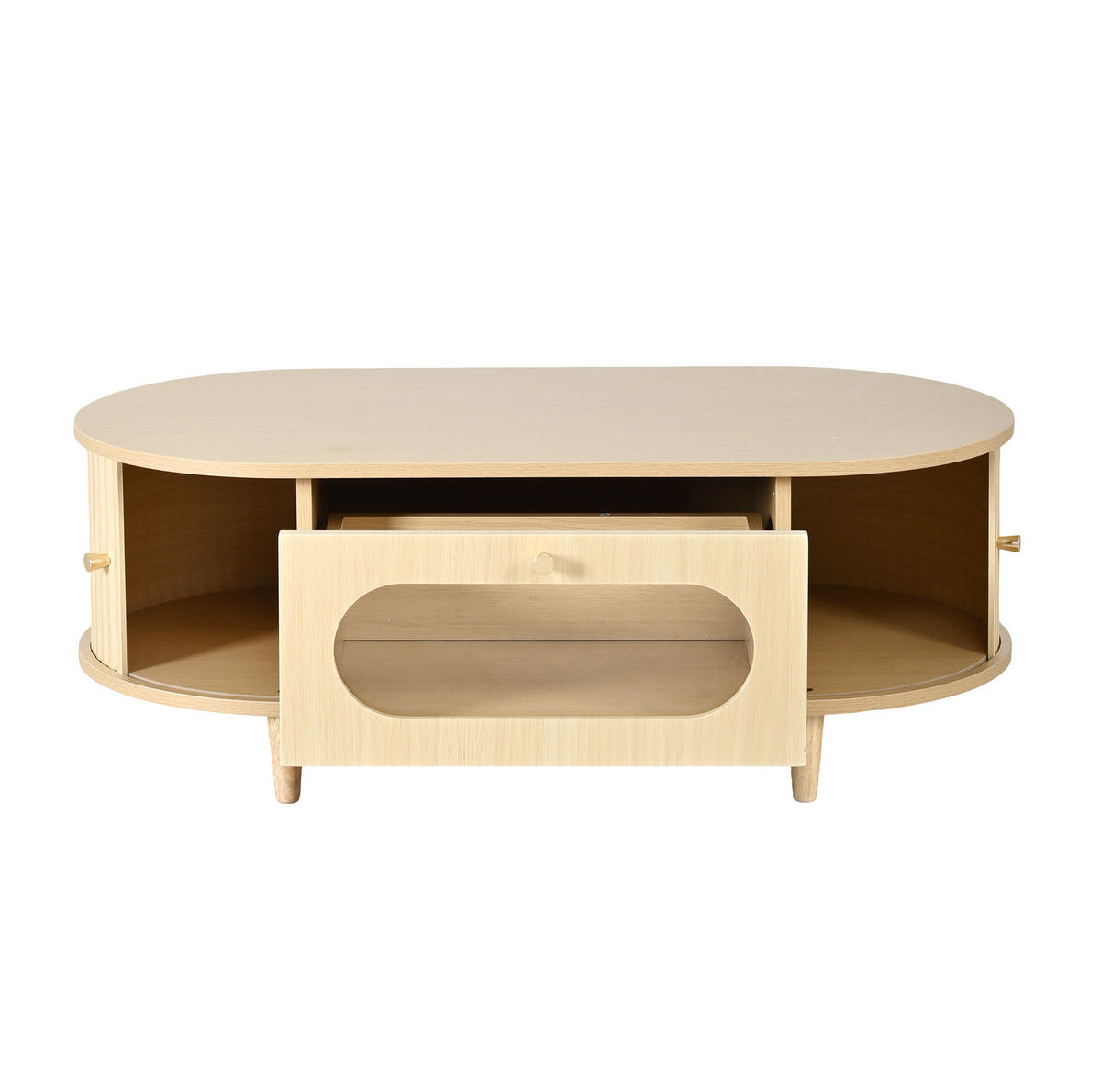 KONFERENČNÍ stolek 100/50/36 cm, dekor dub, MDF, se zásuvkou a roletkami - barva dubu, kompozitní dřevo (100/50/36cm) - BEAOK