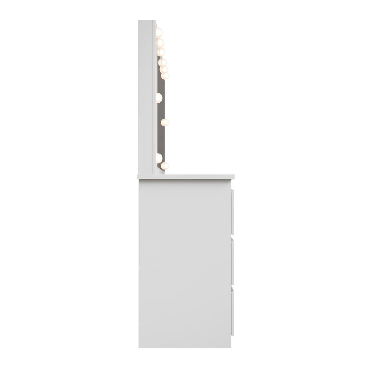 SCHMINKTISCH Lilia weiß mit LED-Beleuchtung - Weiß, Holz (108/140/41cm) - Juskys