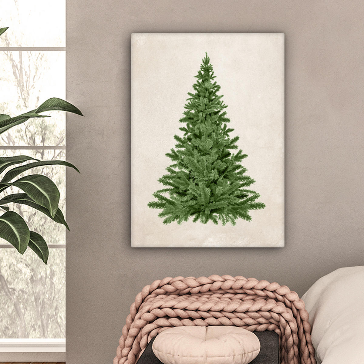 LEINWANDBILD Weihnachtsbaum - Grün - Weihnachten - Feiertage 60x80 cm - Olivgrün, Textil (60/80cm) - MuchoWow