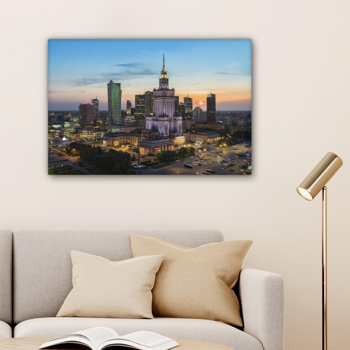 LEINWANDBILD Polen - Sonne - Warschau Gemälde 60x40 cm - Blau, Textil (60/40cm) - MuchoWow