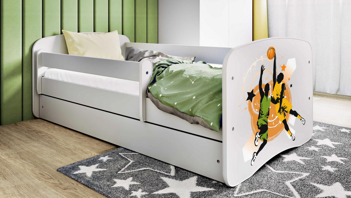 KINDERBETT Basketball mit Schublade und Matratze 160/80 - Weiß, Holzwerkstoff (80/160cm) - RAUMHIRSCH FURNITURE