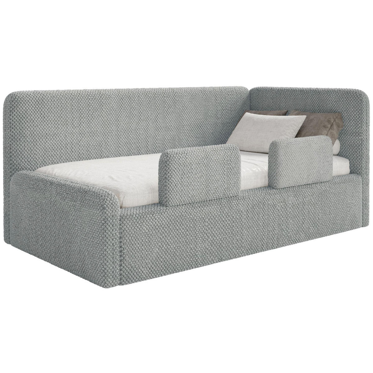 JUGENDBETT Fanko Samt Grau 90x200 cm - Schwarz/Grau, Kunststoff/Textil (90/200cm) - Selsey
