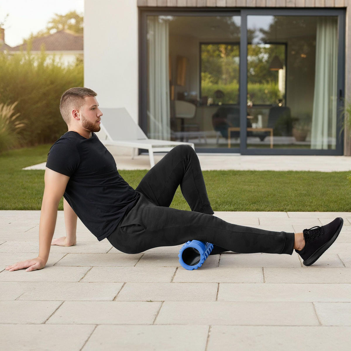 FASZIENROLLE ,leichte Reinigung, 335 x 145 mm,blau - Blau, Kunststoff (14.5/14.5/33.5cm) - tectake