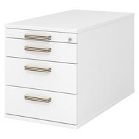 ROLLCONTAINER - mit 3 Schubladen 80/42,8/51,2 cm in Weiß Streifengriff (Kunststoff) - Weiß, Holzwerkstoff (42.8/51.2/80cm) - bümö