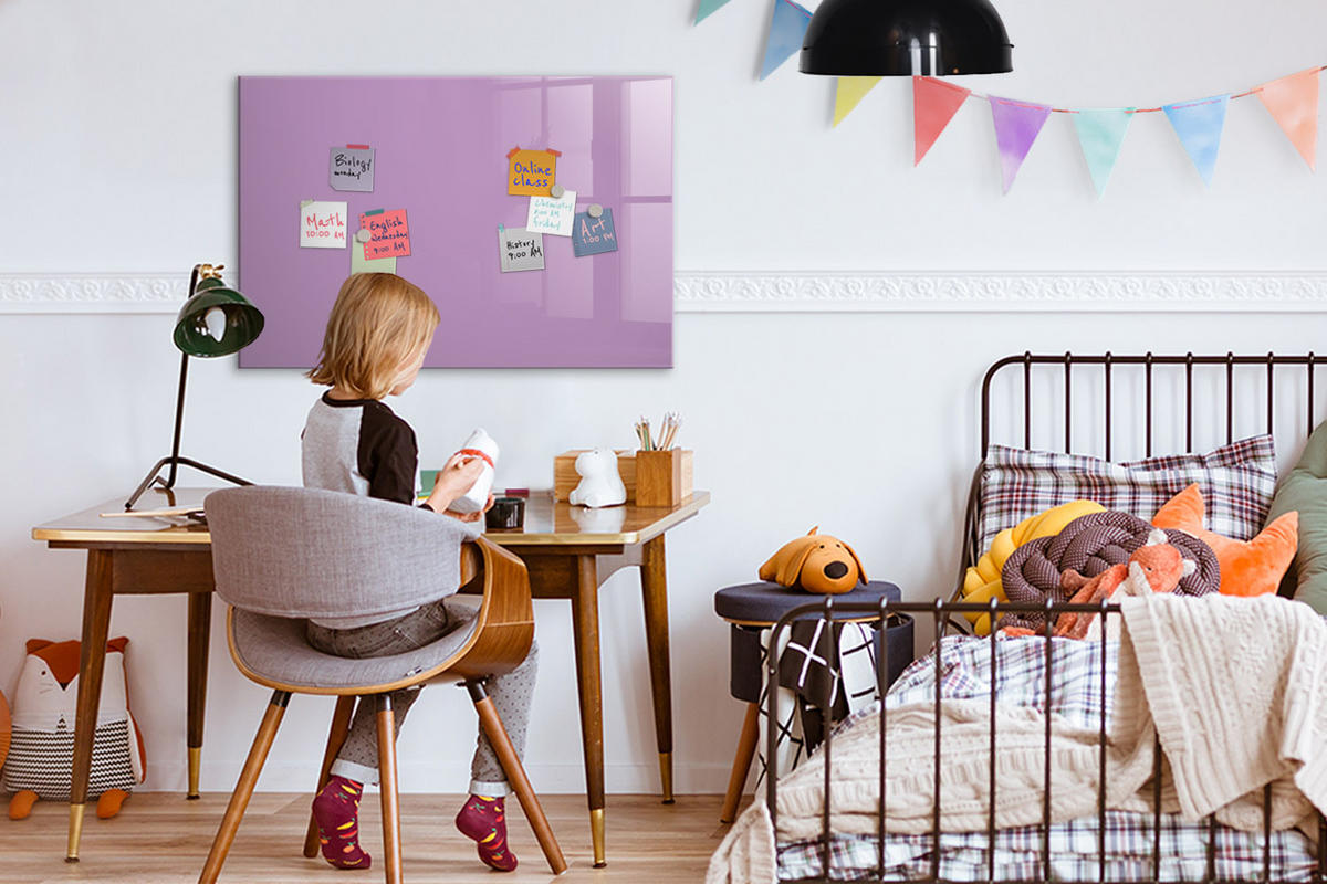 MAGNETTAFEL 90x60 Flieder schwarzer Marker - Violett, Glas (90/0.4/60cm) - TULUP