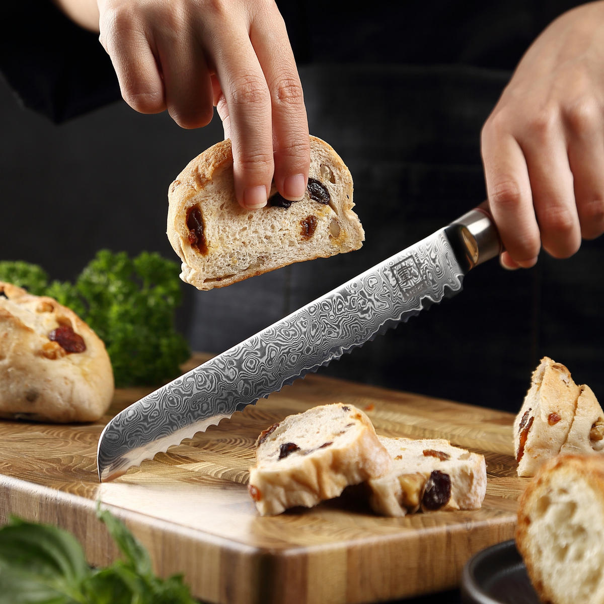 BROTMESSER 20 cm - Nussbaumfarben, Holz/Metall (34cm) - Zayiko