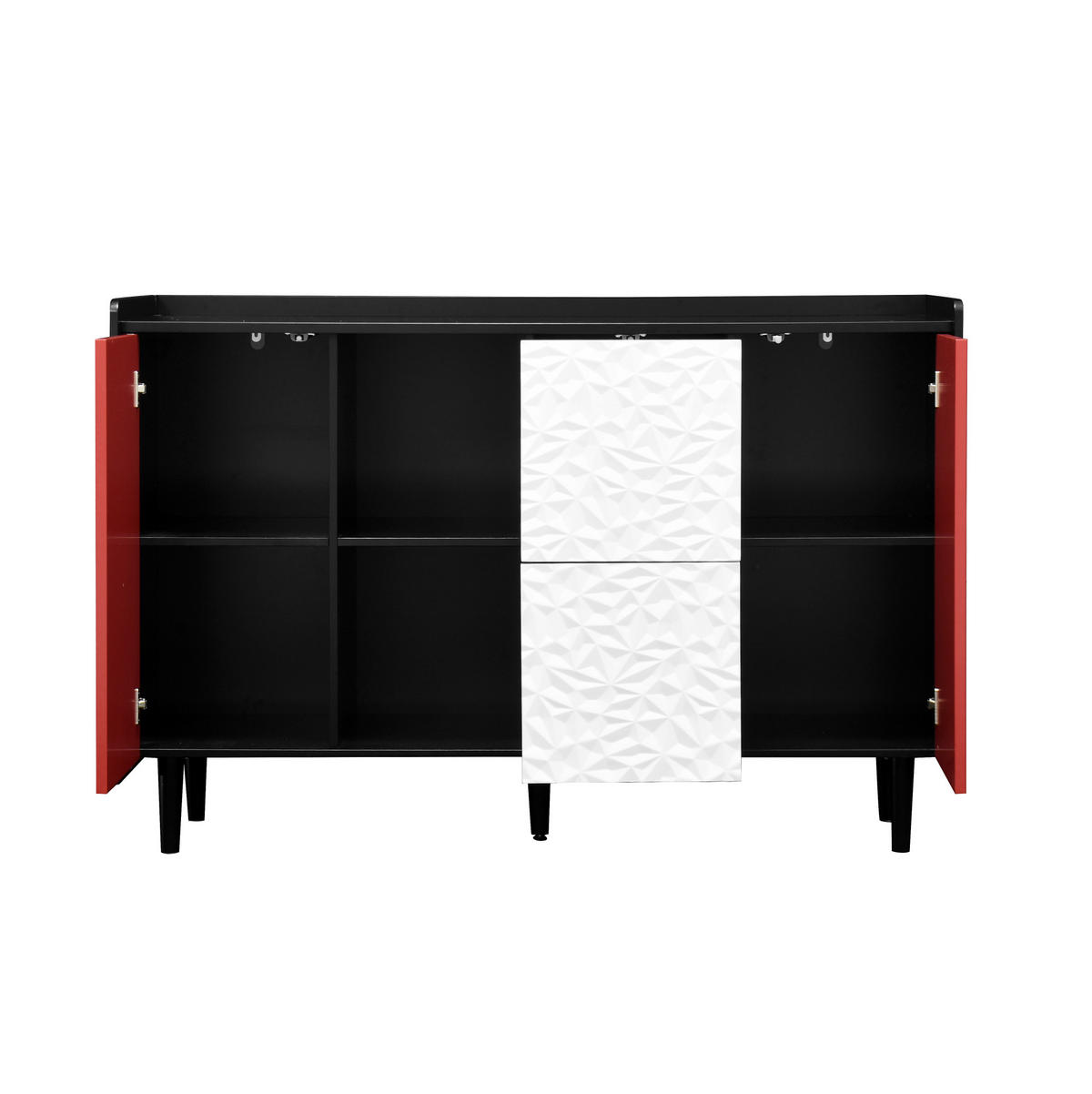 KOMODA 120/40/80 cm, MDF, černá/červená, s úložným prostorem a 2 zásuvkami - černá, kompozitní dřevo (120/80/40cm) - BEAOK