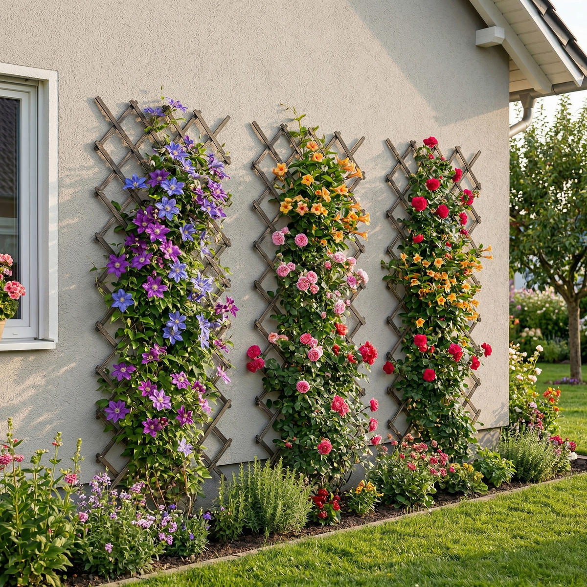 3XMŘÍŽE - hnědá, dřevo (90/310/1.5cm) - Relaxdays