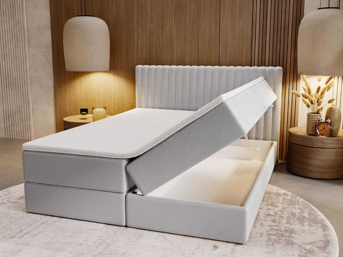 BOXBETT Marbella 200x200 Hellgrau - Hellgrau, Holz/Textil (200/200cm) - Graingold