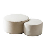 COUCHTISCH 2er Set Rund Gepolsterter Montagefrei - Beige, Textil (81/81/40cm) - Urban Meuble