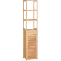 BADEZIMMERSCHRANK 32x30x163 cm Natur aus Bambus mit Schublade & Lamellentür - Naturfarben, Naturmaterialen (32/163/30cm) - Modfu