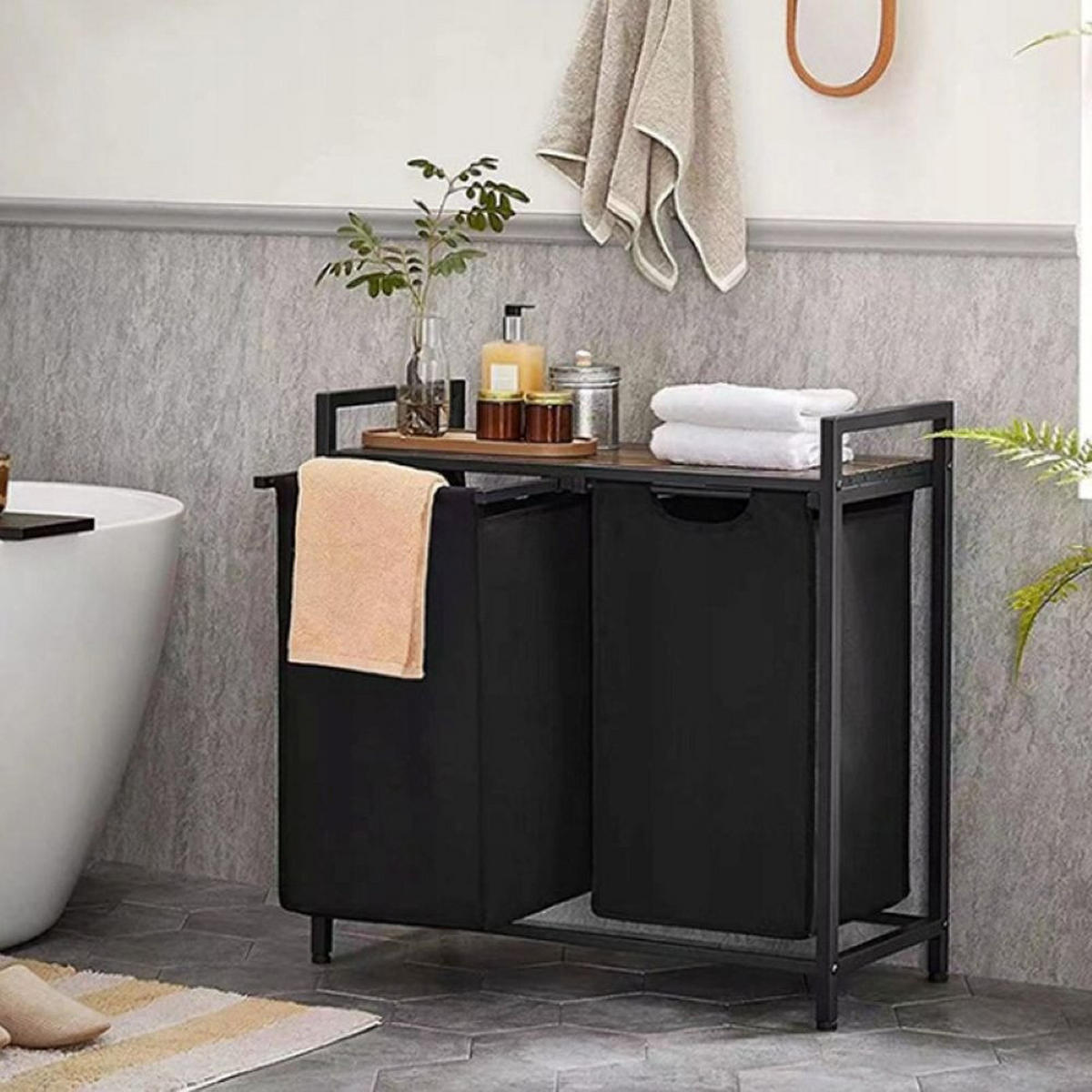 WÄSCHEKORB, schwarz 73x33x72 cm - Schwarz, Holzwerkstoff (73/72/33cm)