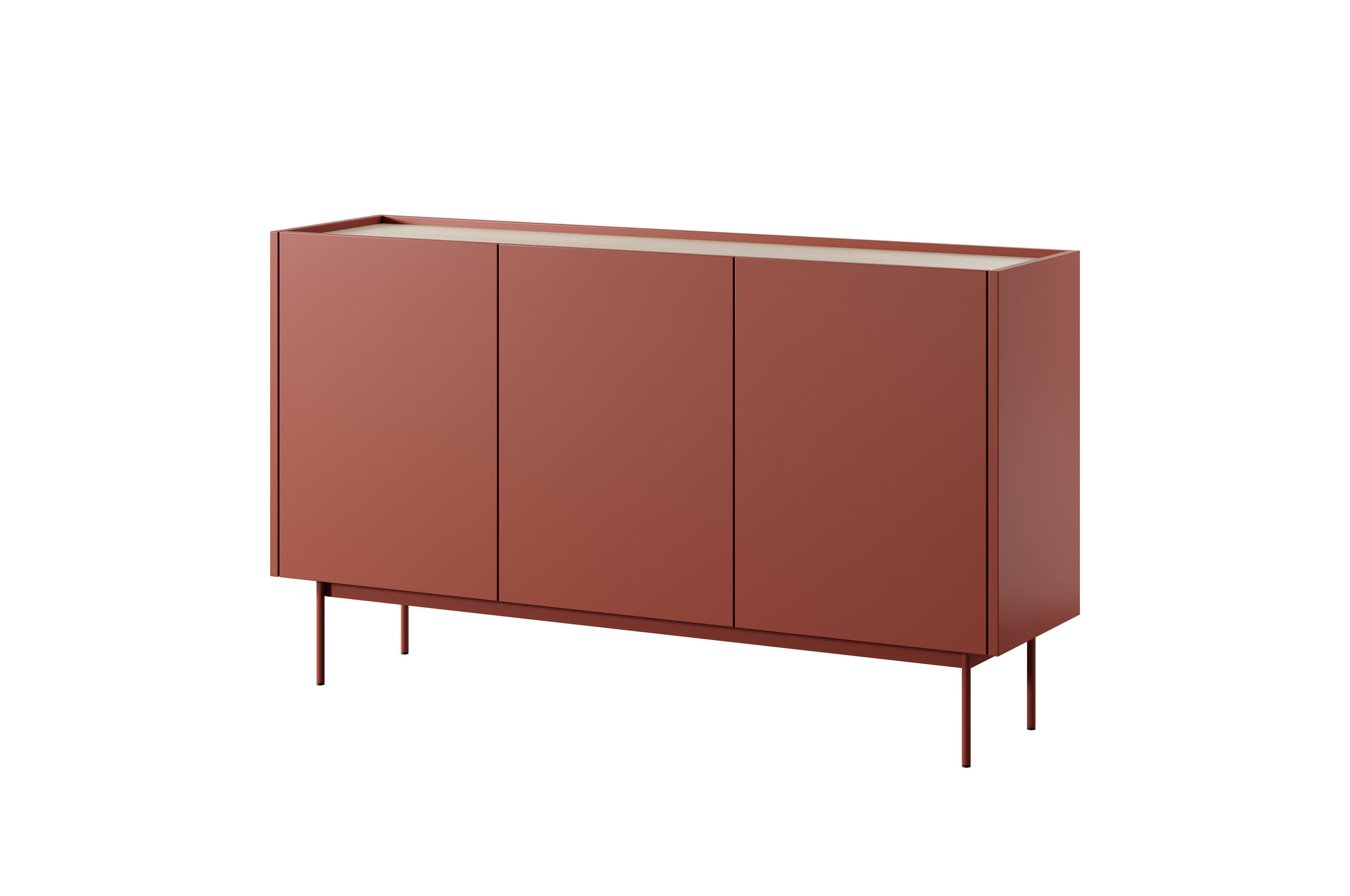 STILVOLLE rote Kommode mit Türen - ideal für jede Einrichtung - Rot, Holzwerkstoff (144/83/37cm)