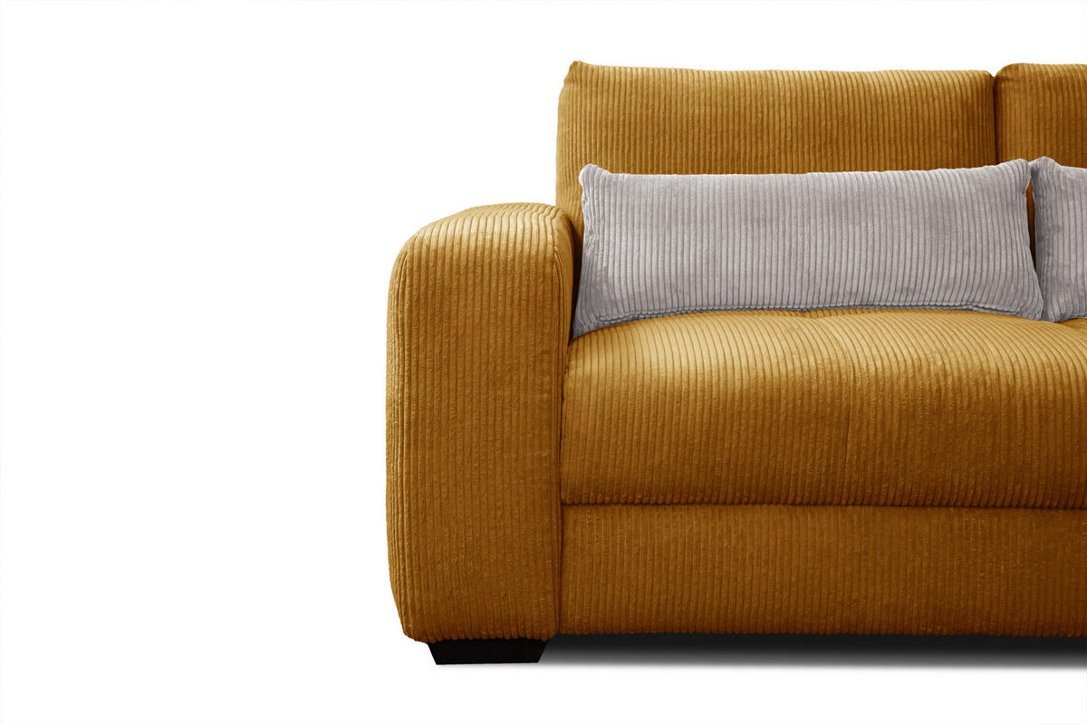 SOFA OLI 3-Sitzer, safran - Gelb, Holz/Textil (208/91/108cm) - Courtois Laville