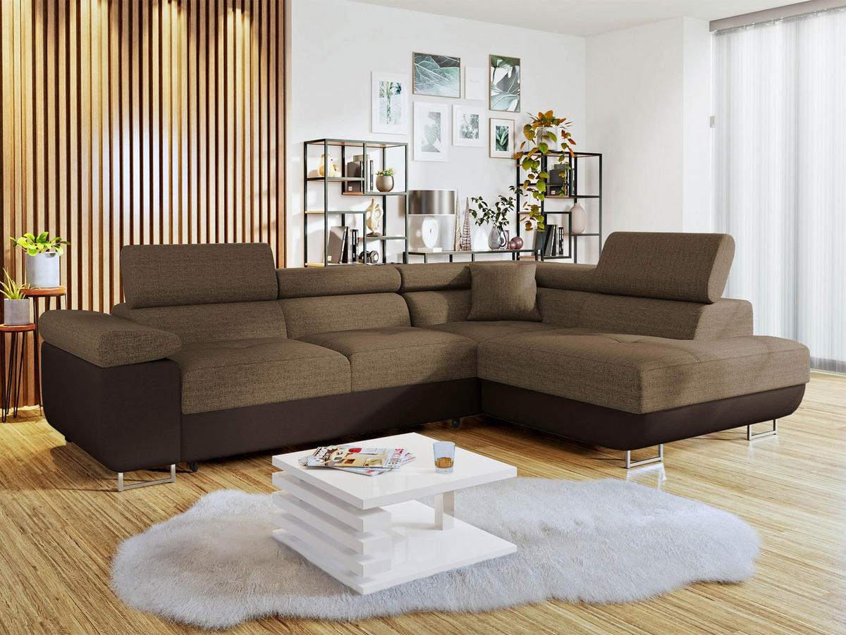 ECKSOFA Torezio, Seite: Rechts - Braun, Holz/Textil (274/203cm) - MIRJAN24