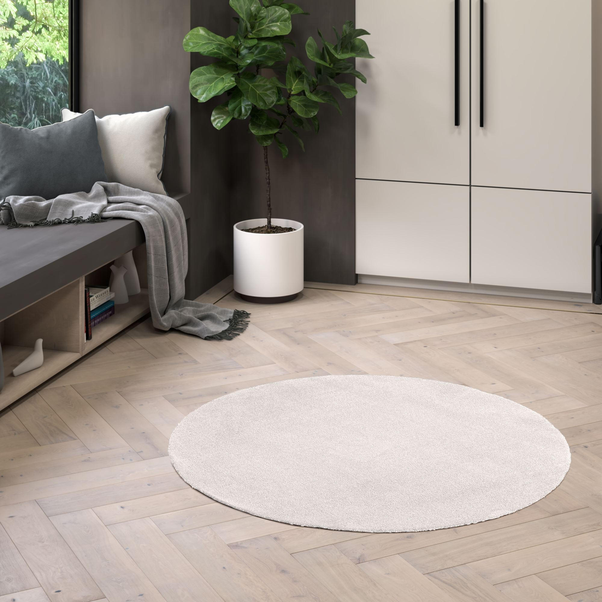 MODERNER TEPPICH 80/80 cm Barcelona rund - Creme, Textil (120/120cm) - Steffensmeier