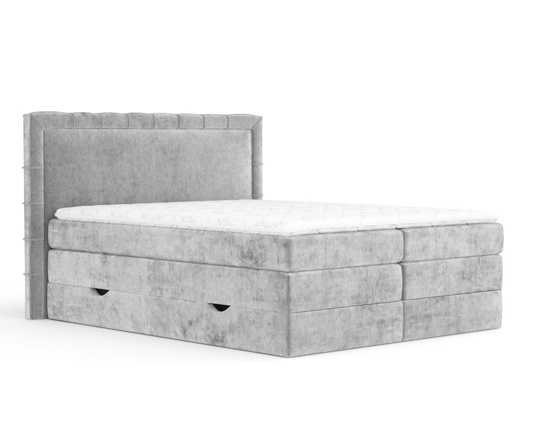 BOXSPRINGBETT Rosabel Hellgrau 180/200 cm mit Matratze und Topper - Hellgrau/Schwarz, Holz/Holzwerkstoff (180/200cm) - Maison de Reve
