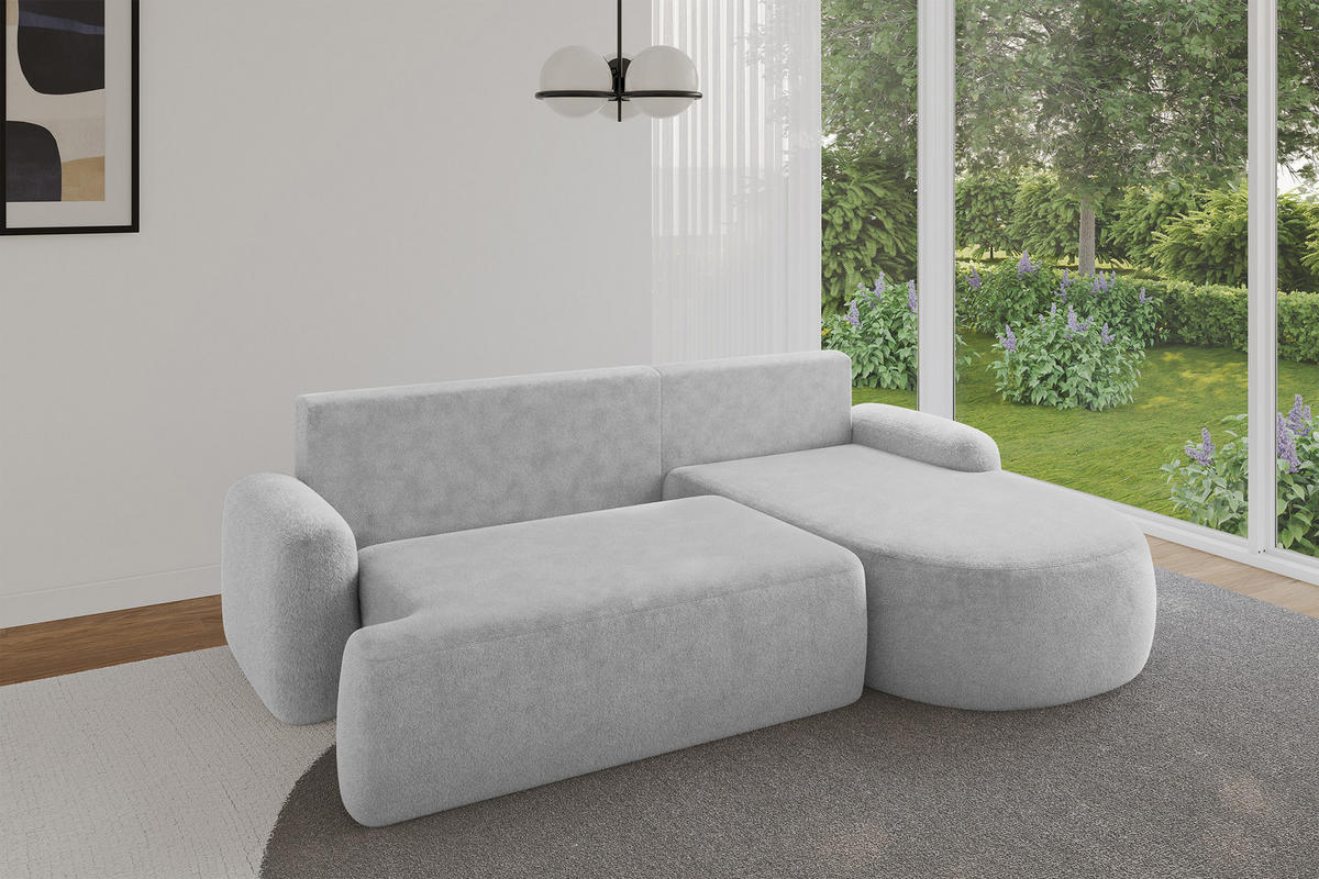 ECKSOFA mit Schlaffunktion und Bettkasten LIRA-L - 264x172x89 Grau - Grau, Holzwerkstoff/Textil (172/264cm) - ALTDECOR