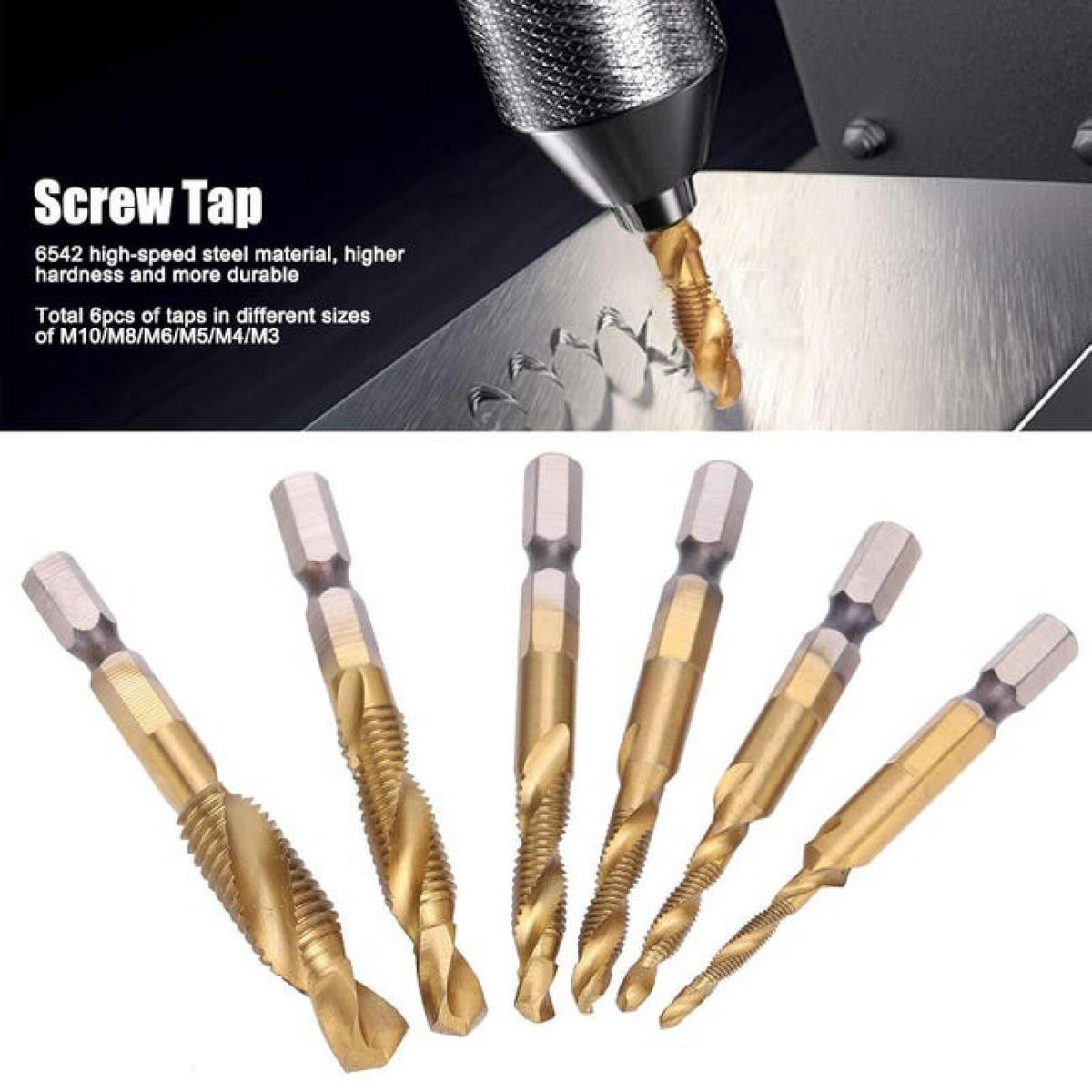 BOHRER - Schnellarbeitsstahl, Schneckenschaft (6-teiliges Set) - Gelb, Metall (7/1/1cm) - DCA