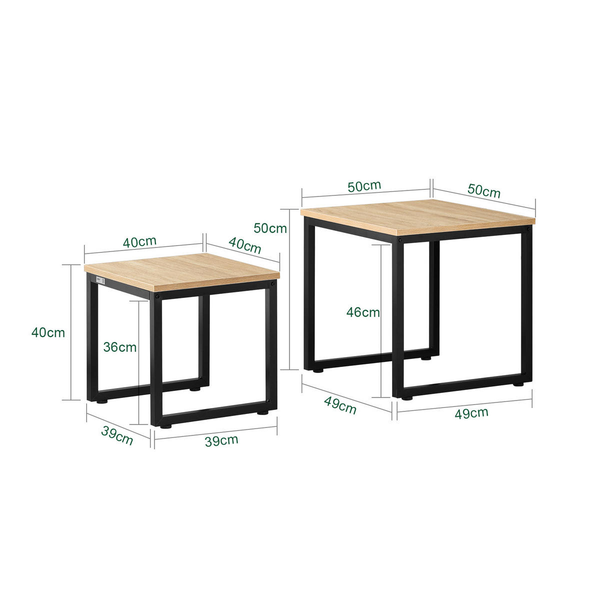 COUCHTISCH 2er Set Natur - Naturfarben, Holzwerkstoff (50/50/50cm) - SoBuy
