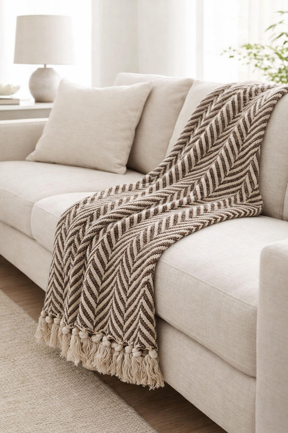WOHNDECKE Baumwolle 130x180 cm Mit Fransen – Beige/Natural - Naturfarben, Naturmaterialien (130/180cm) - AU Maison
