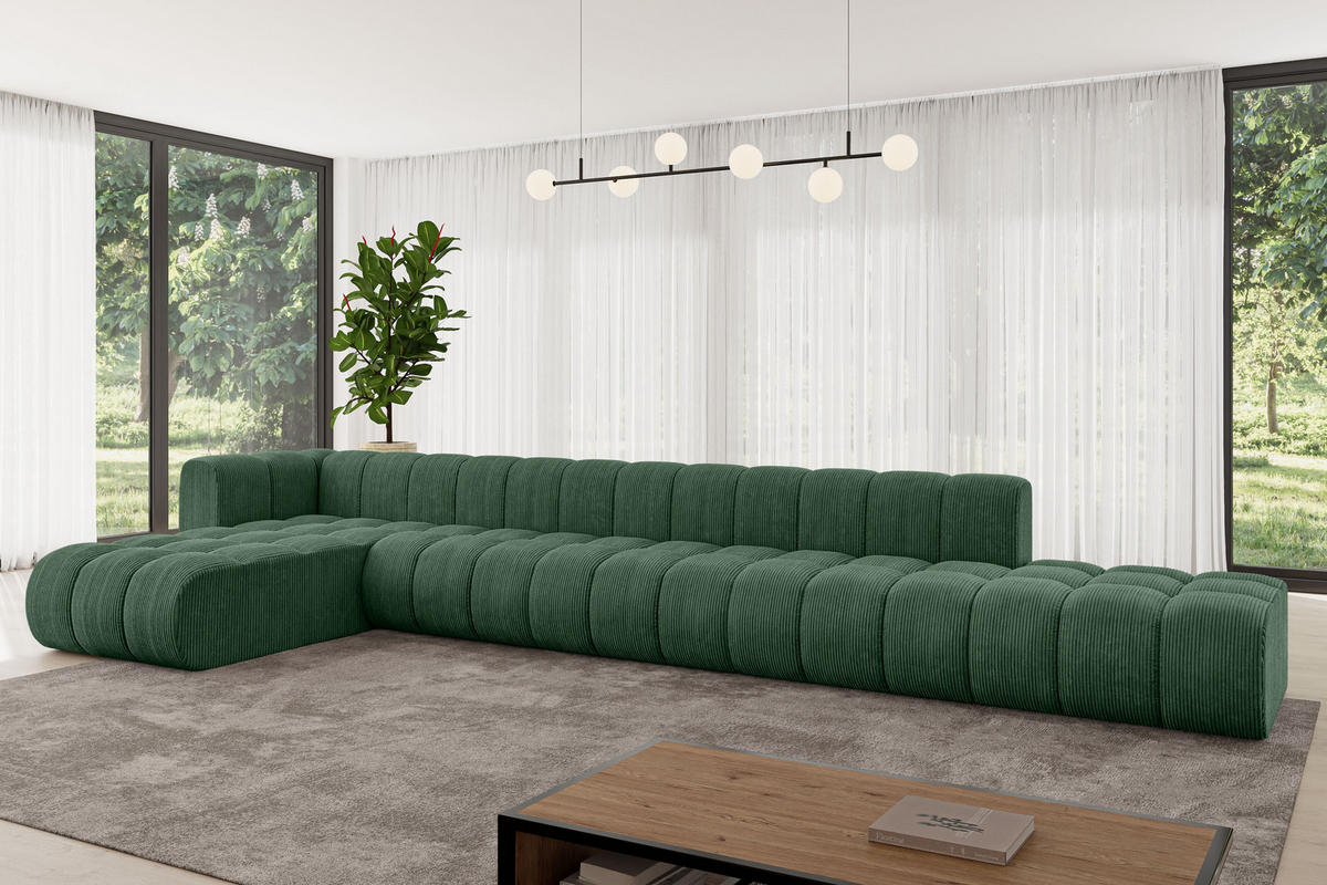 ECKSOFA modulares Sofa Zuvon-L3 - 478x177x70 cm Grün - Grün, Holzwerkstoff/Textil (478/177cm) - ALTDECOR