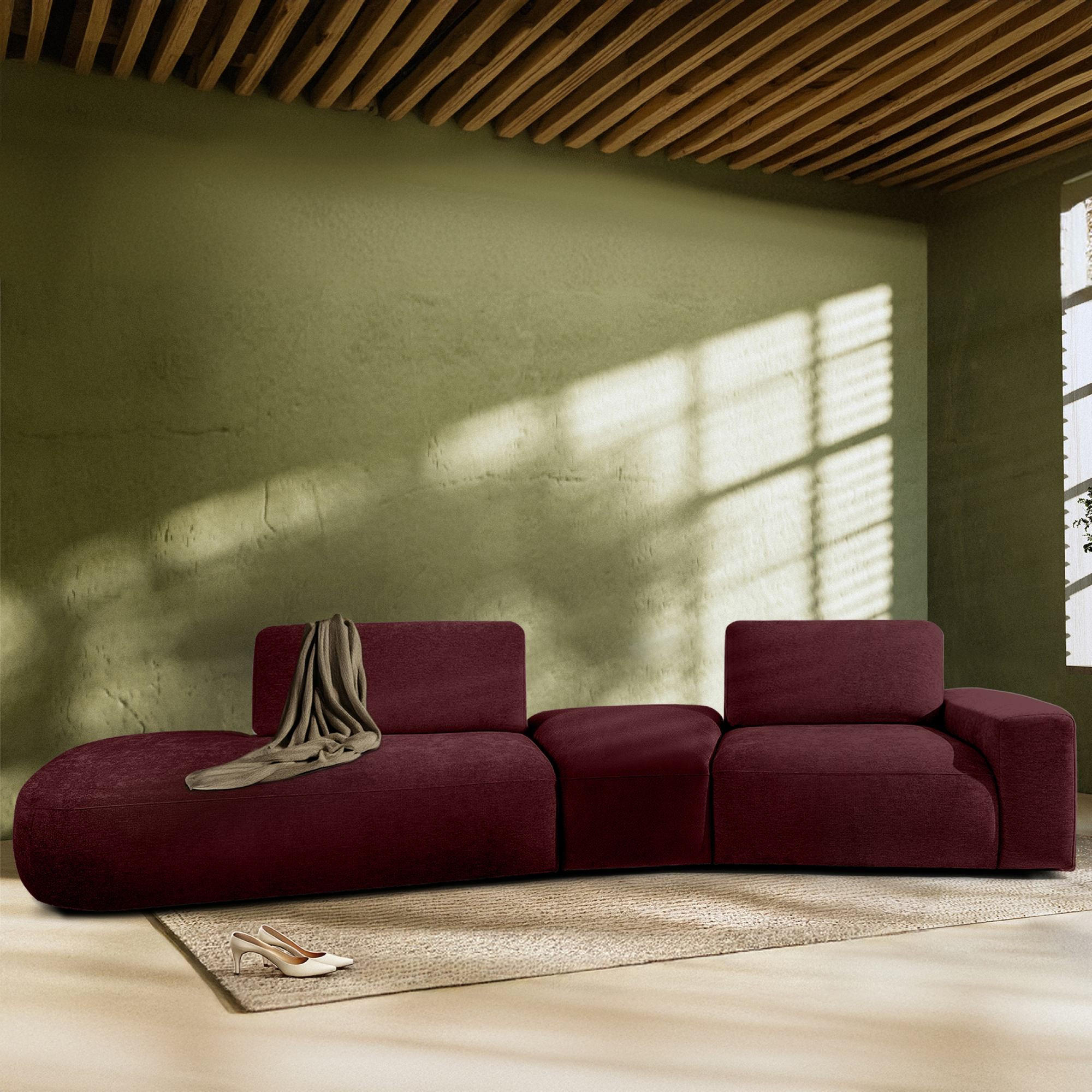 Thumbnail - Konsimo® 4-Sitzer, Violett, Textil, L-Form, 350x84x105 cm, Wohnzimmer, Sofas & Couches, Sofas