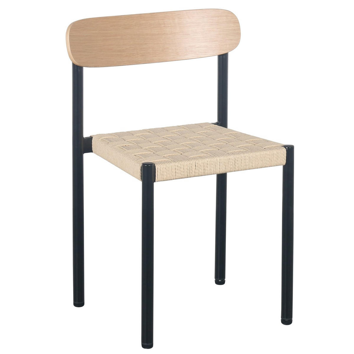 ESSZIMMERSTUHL mit Seilgeflecht Humalpa Eiche / Natur - Beige/Schwarz, Metall (51/78/42cm) - Selsey