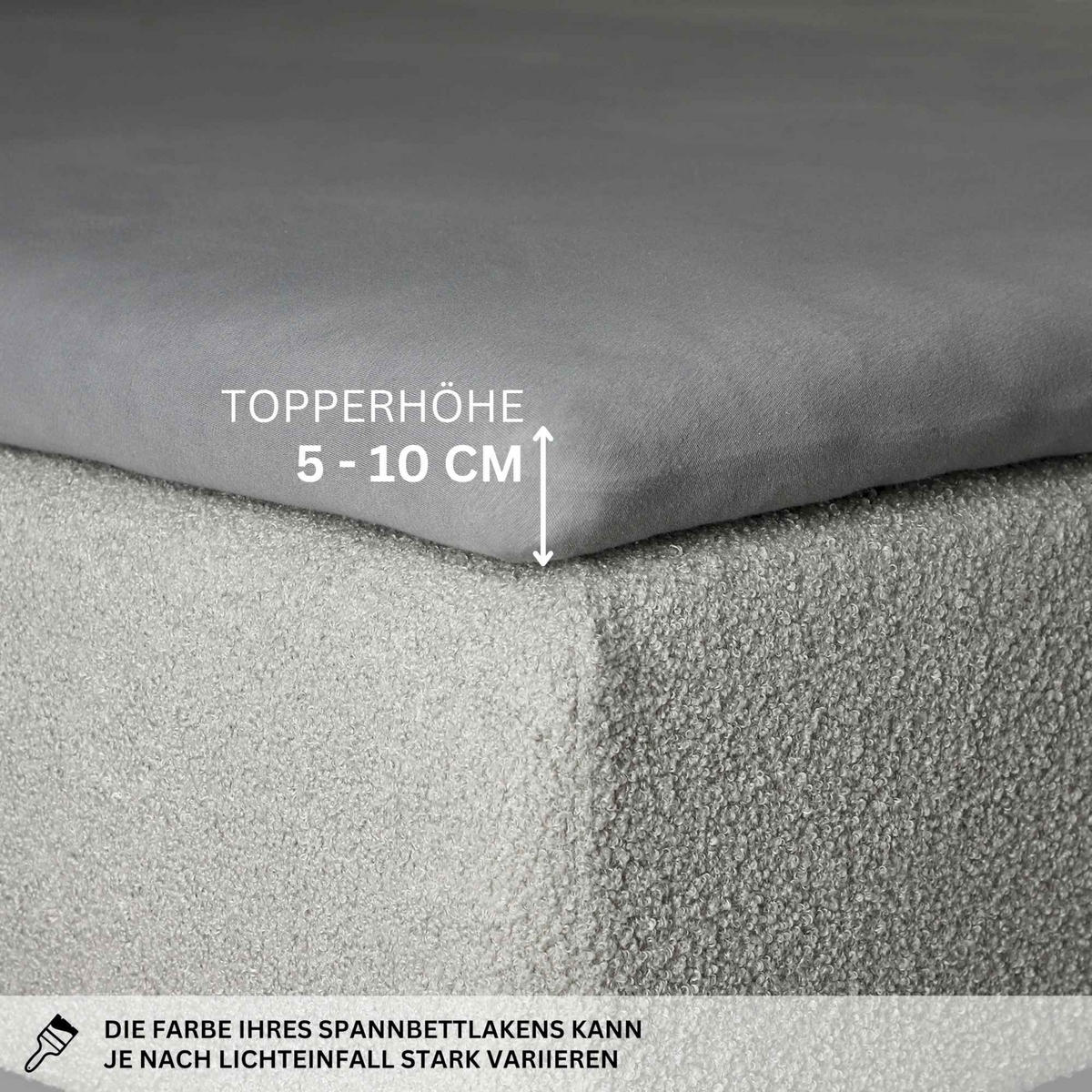 TOPPER Spannbettlaken BASIC - Grau, Textil (140/200cm) - Schöner Wohnen