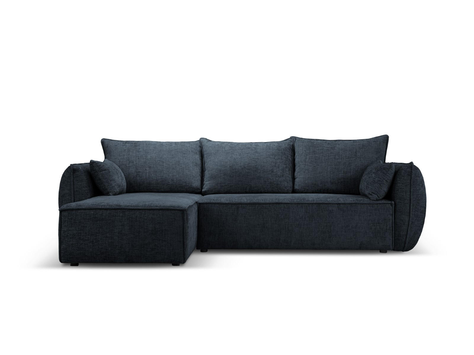 AUSKLAPPBARES-ECKSOFA links mit Container Kaelle aus Chenille-Stoff königsblau 4 Sitzplätze - Blau, Textil (165/252cm) - Micadoni