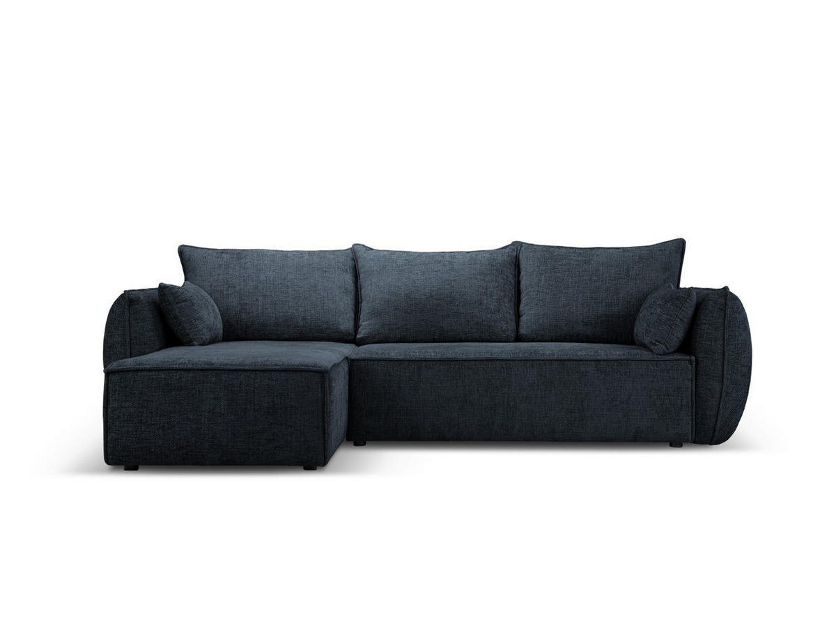 AUSKLAPPBARES-ECKSOFA links mit Container Kaelle aus Chenille-Stoff königsblau 4 Sitzplätze - Blau, Textil (165/252cm) - Micadoni