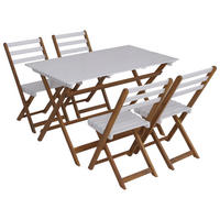 GARTENMÖBEL-SET 4x Stuhl Natur-Weiß - Weiß, Holz - PROREGAL