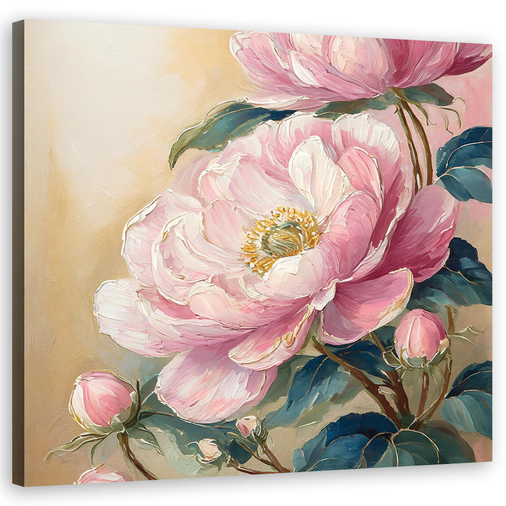 WANDBILD pfingstrose blume aquarell vintage - Pink, Textil (40/40cm) - Feeby