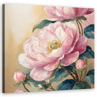 WANDBILD pfingstrose blume aquarell vintage - Pink, Textil (40/40cm) - Feeby