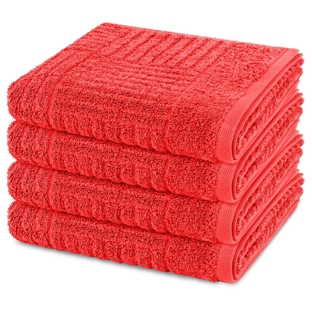 HANDTUCH Carre 4er-Set - Rot, Textil (50/100cm) - Ross
