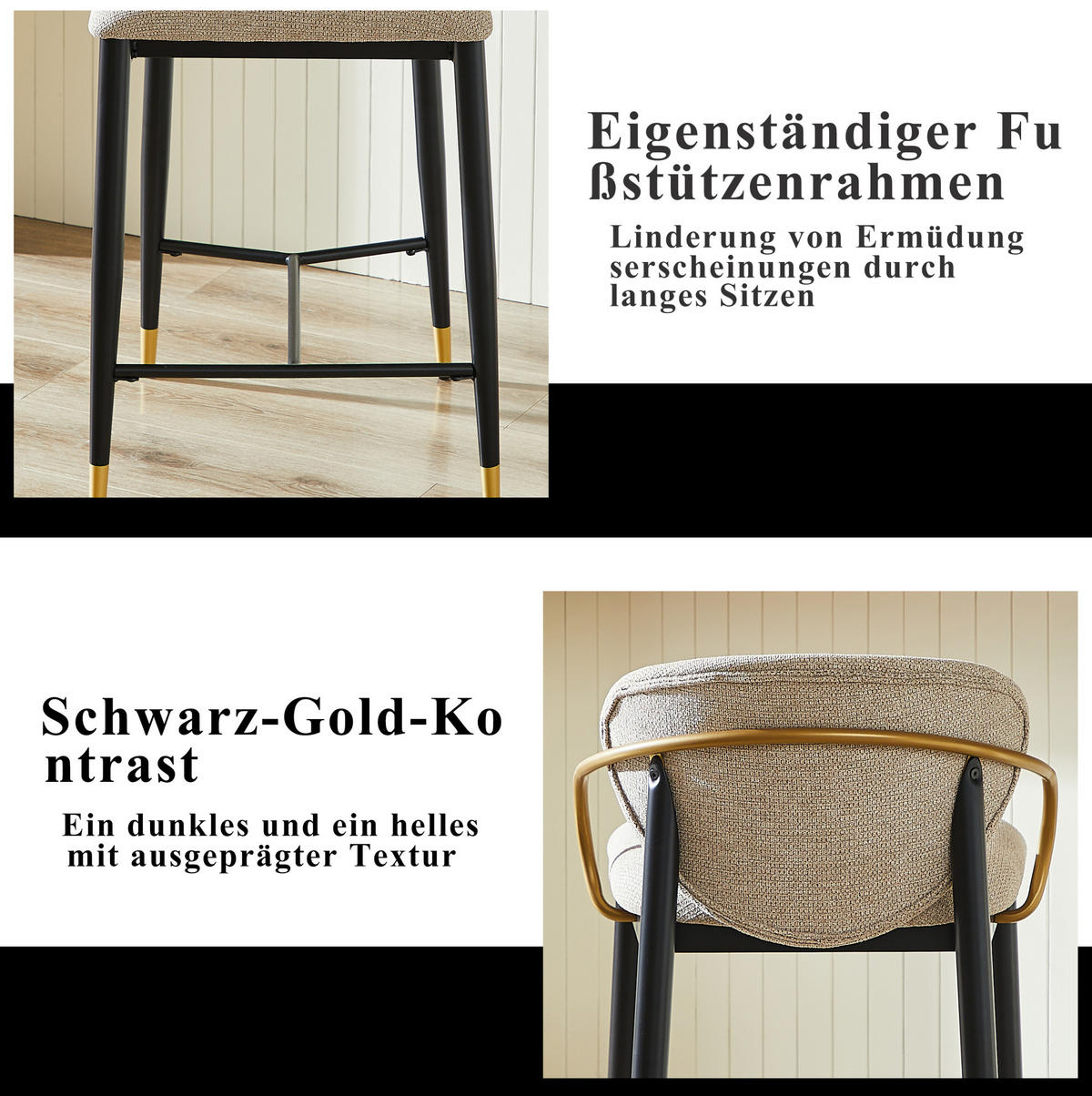 BARHOCKER 2er-Set mit Höhenverstellung, Rückenlehne und Beinstütze Chenille Braun - Braun, Textil (50/87/57cm) - MIVRAY