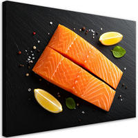 LEINWANDBILD Lachs Fisch Natur 120x80cm - Orange, Textil (120/80cm) - Feeby