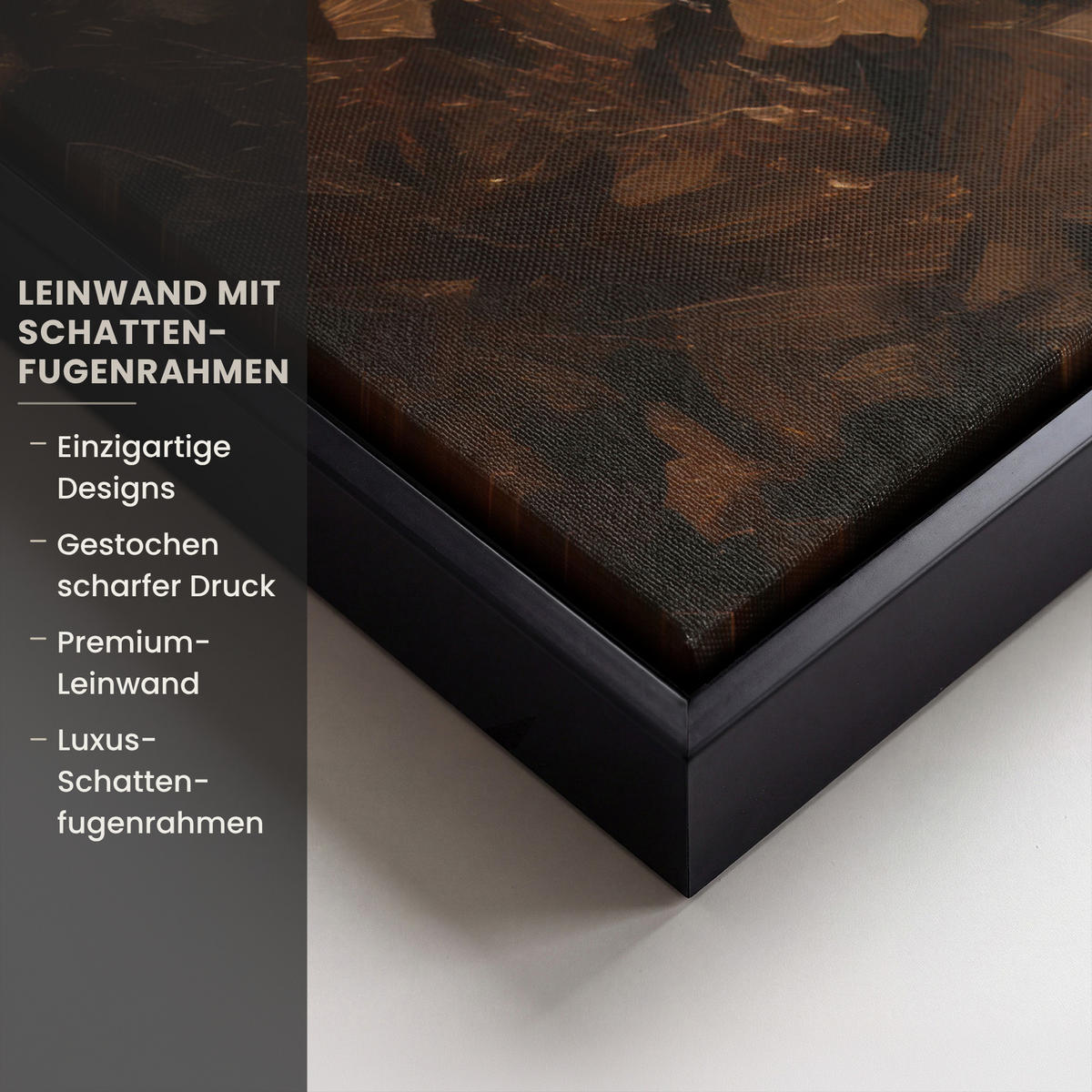 LEINWAND Bilder mit Rahmen - Gesicht - Dame - Blätter - Pinselstriche - 70x100 - Goldfarben, Textil (70/100cm) - MuchoWow