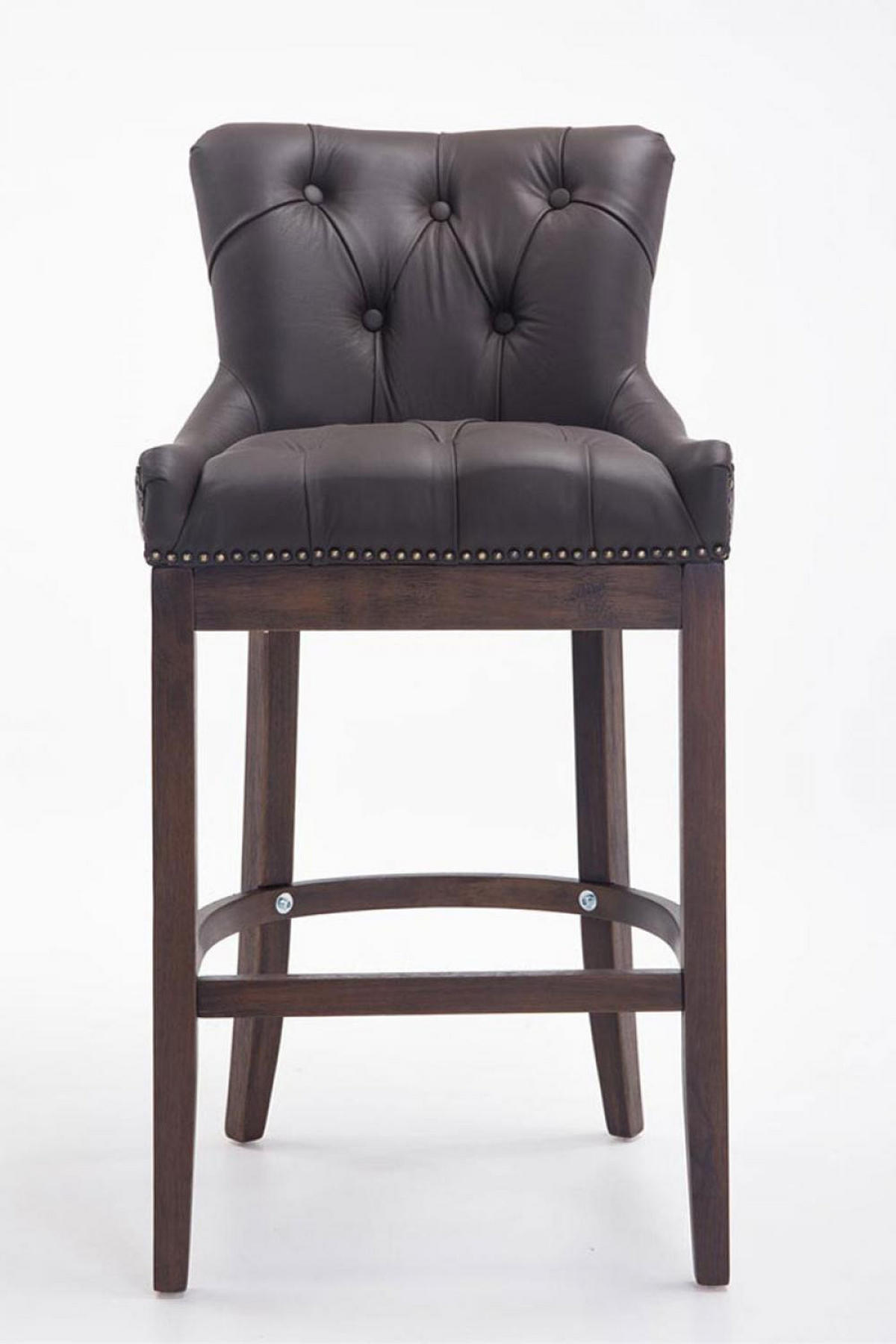 BARHOCKER 2er Set Echtleder braun - Braun, Leder/Holz (55/109/57cm) - CLP