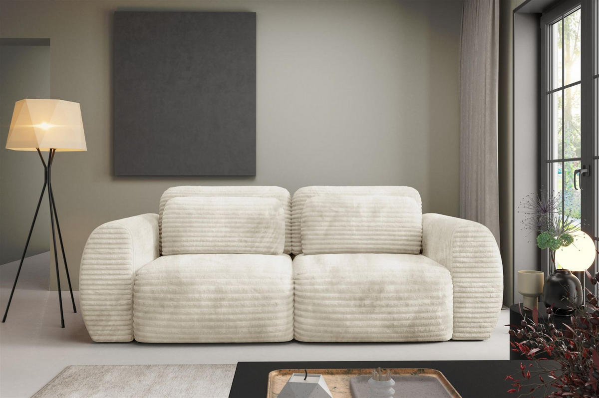 SCHLAFSOFA Simone - Creme, Holzwerkstoff/Textil (266/95/110cm) - Fun Möbel
