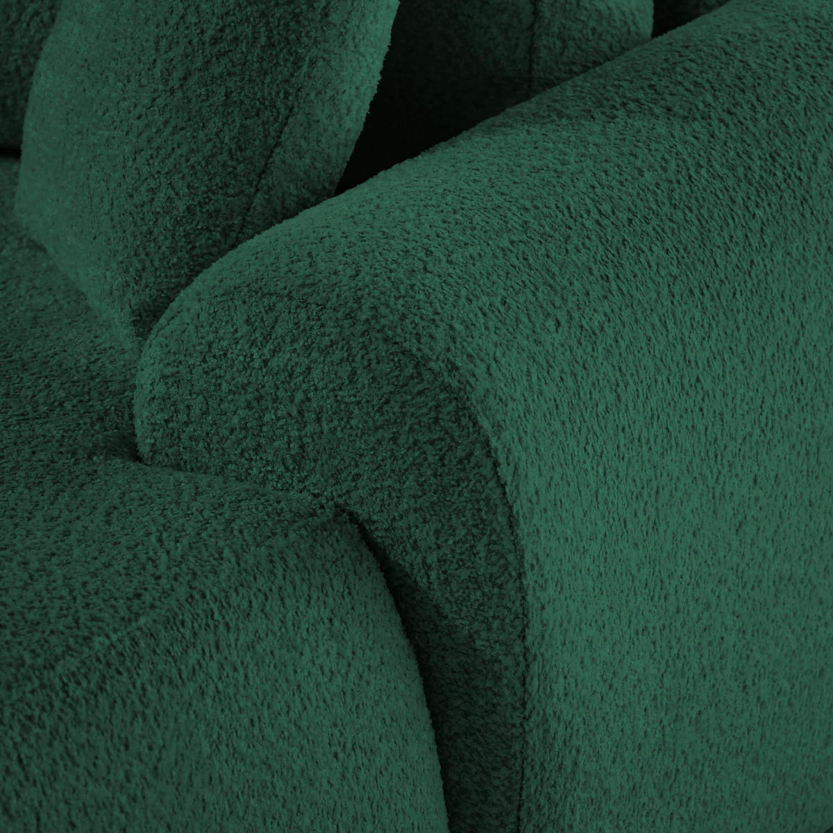 ECKSOFA Teddy L dunkelgrün, Bouclé-Stoff, rechts - Schwarz/Grün, Textil (270/170cm) - Beautysofa
