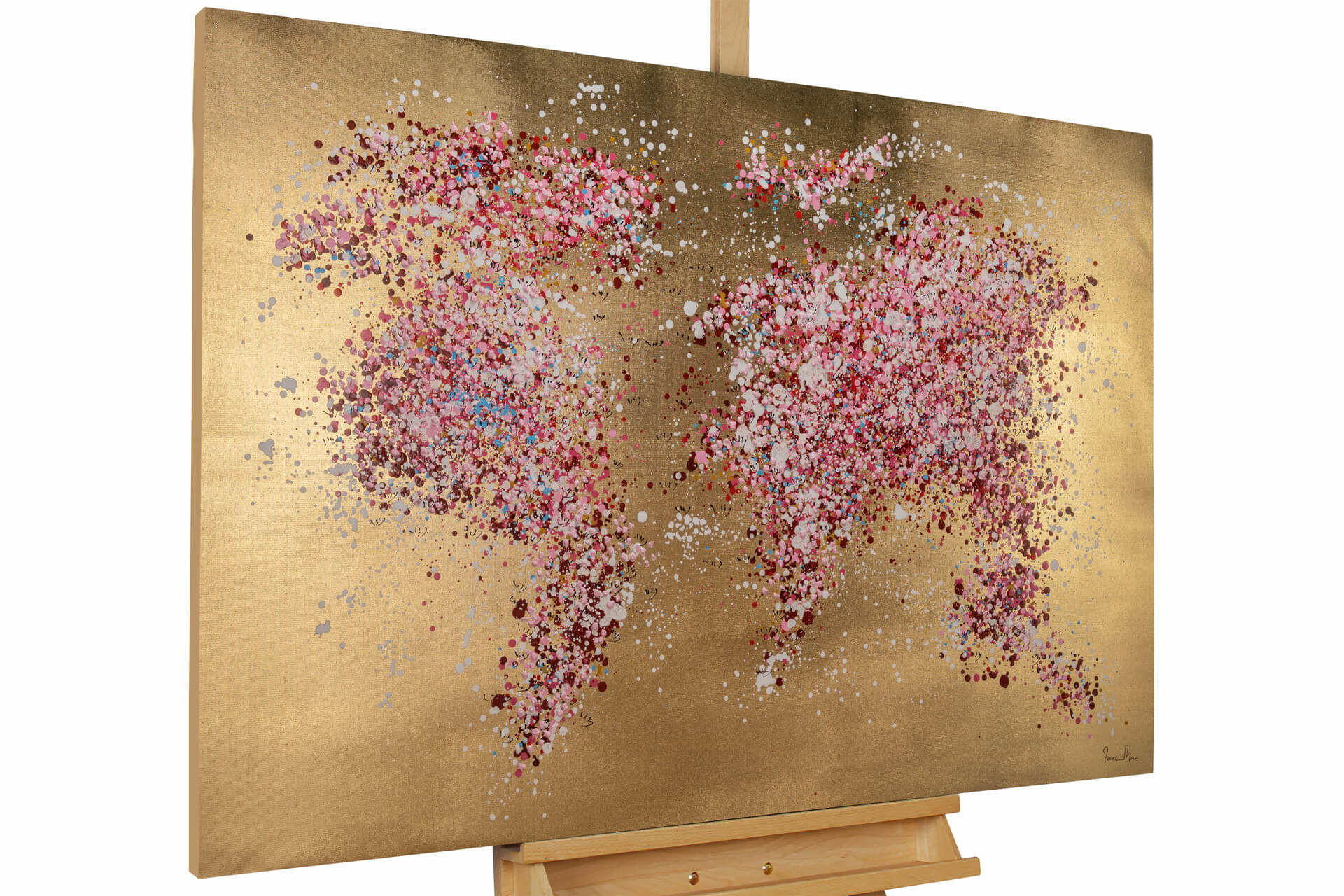 ÖLGEMÄLDE 120/80 cm - Pink/Goldfarben, Holz/Textil (1.96/80cm) - KUNSTLOFT
