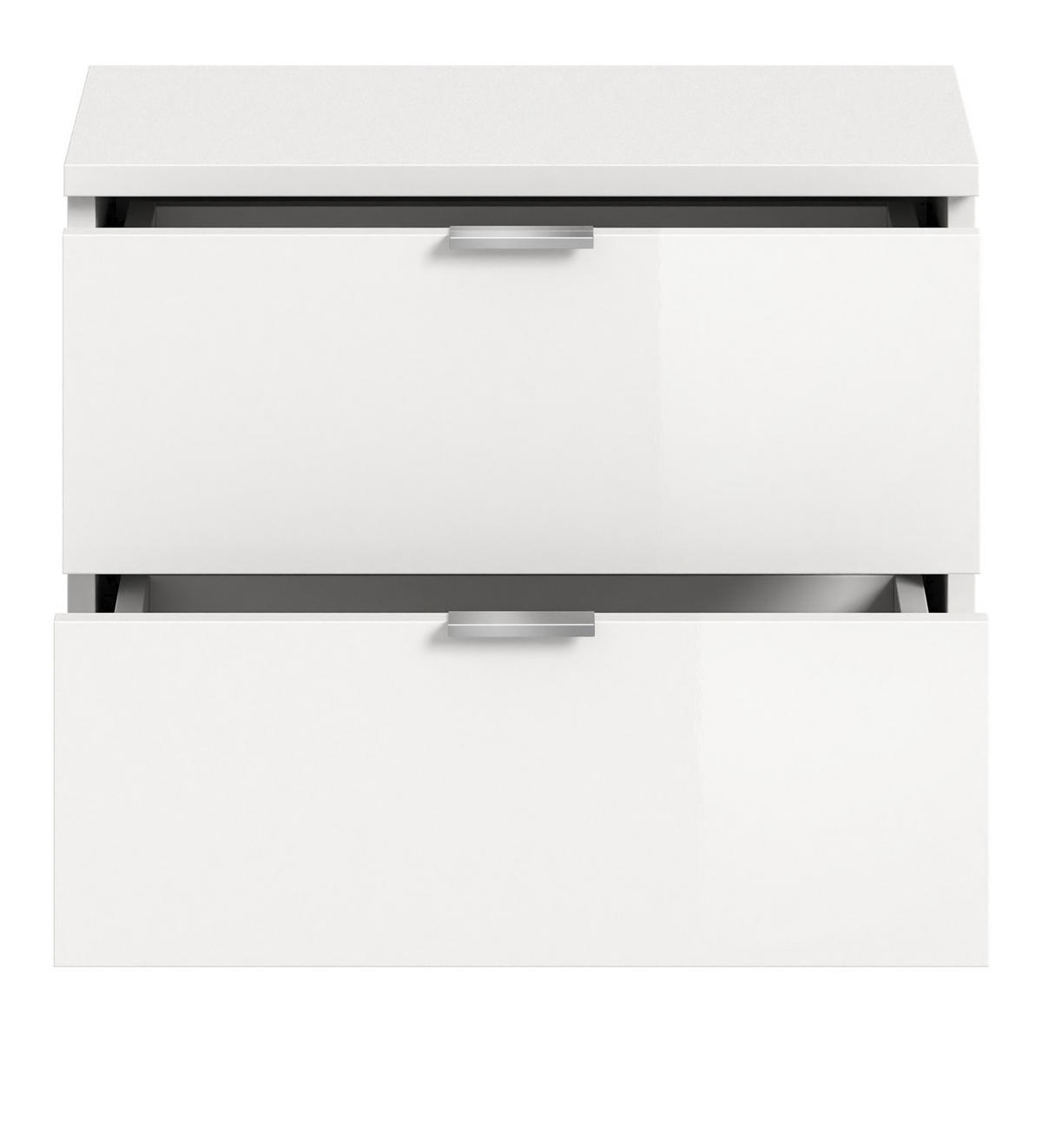 GARDEROBENBANK weiß Hochglanz 52 x 42 cm, Schuhschrank mit Schubladen - Chromfarben/Weiß Hochglanz, Holzwerkstoff/Kunststoff (52/42/34cm) - Inn.Furn